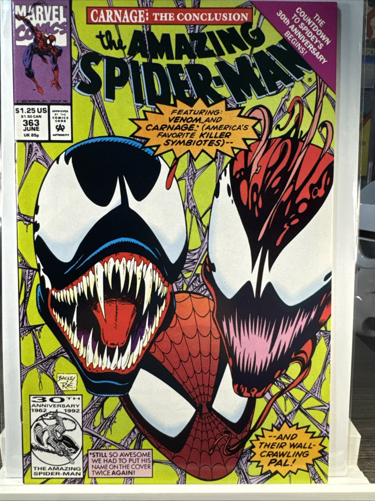 AMAZING SPIDER-MAN #363 1992 NM 3rd APPEARANCE CARNAGE! VENOM COPPER KEY