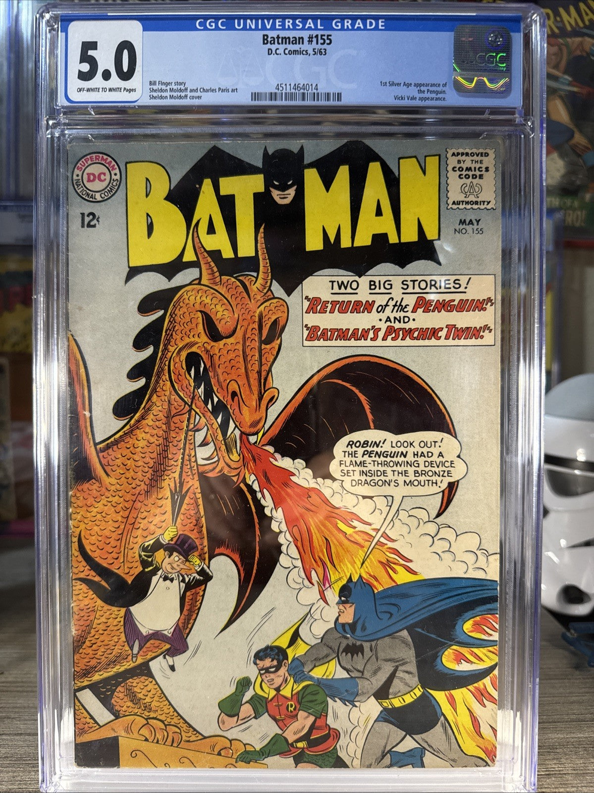 Batman #155 CGC VG/FN 5.0 Off White 1st Silver Age Penguin! DC Comics 1963