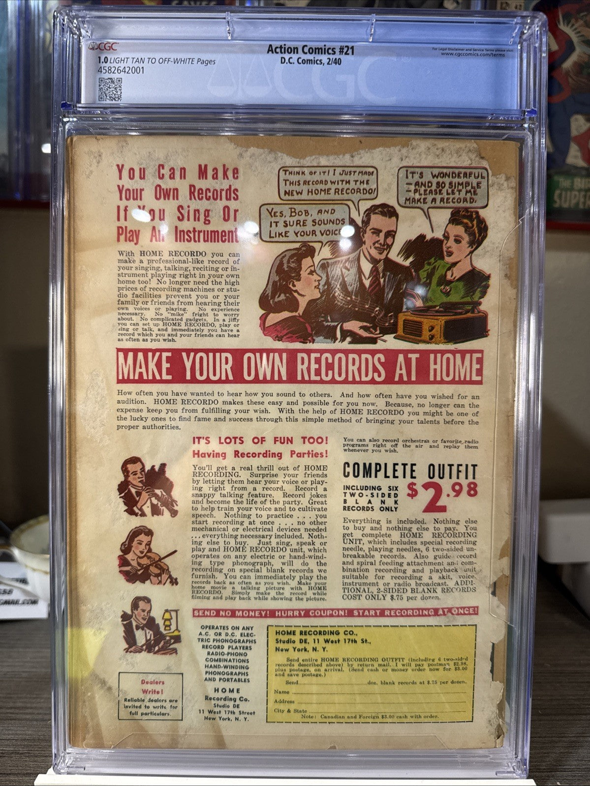 Scarce! Action Comics #21 D.C. Comics 2/40 - CGC Universal Grade 1.0 Golden Age