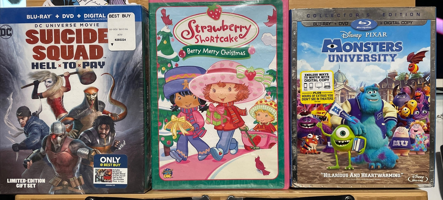 Monsters University Blu-ray + DVD w/ Suicide Squad & Strawberry NEW! SEALED!