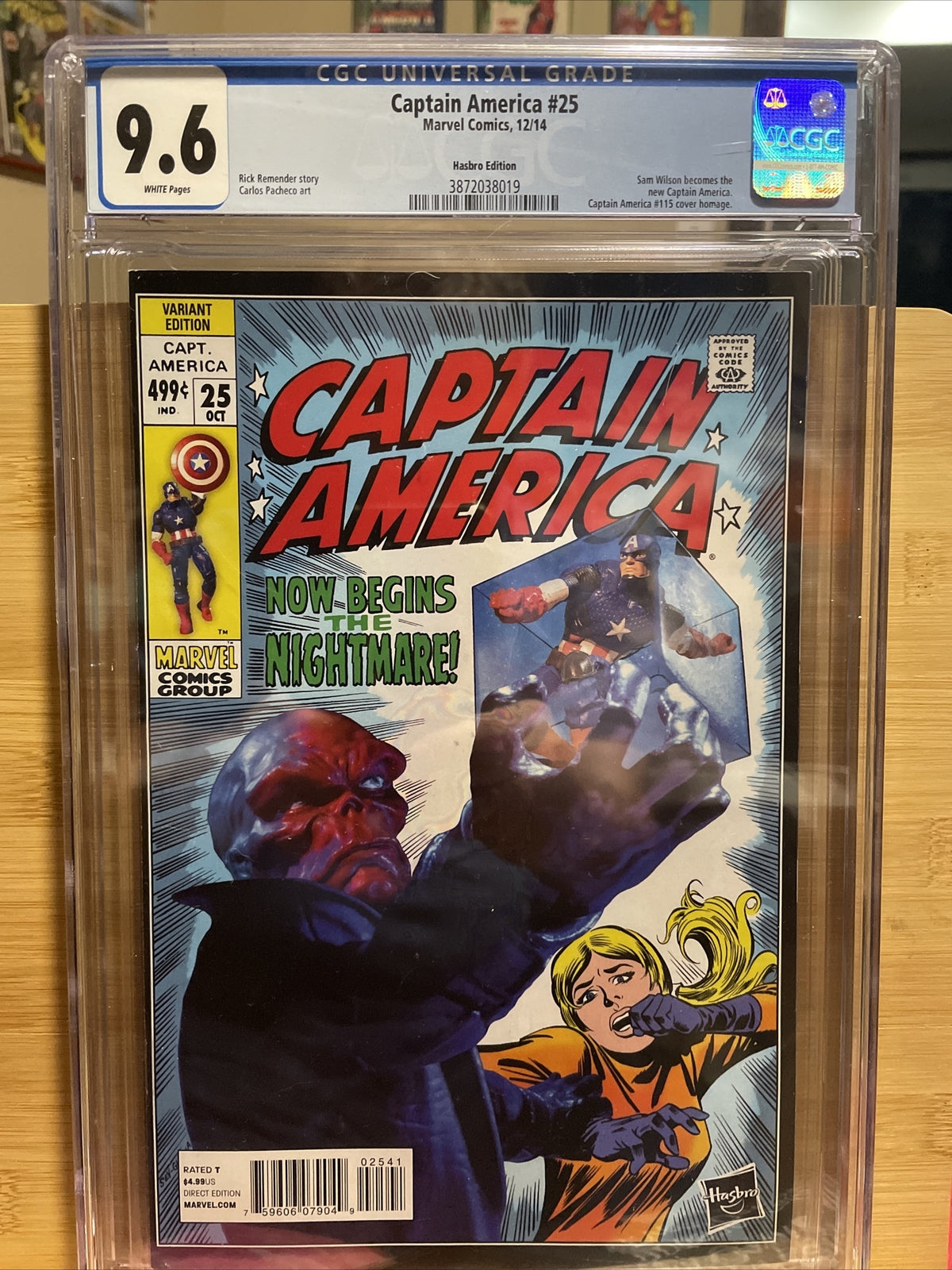 CAPTAIN AMERICA #25 Hasbro 1:15 Variant 1st Sam Wilson Falcon as Cap CGC 9.6 Key