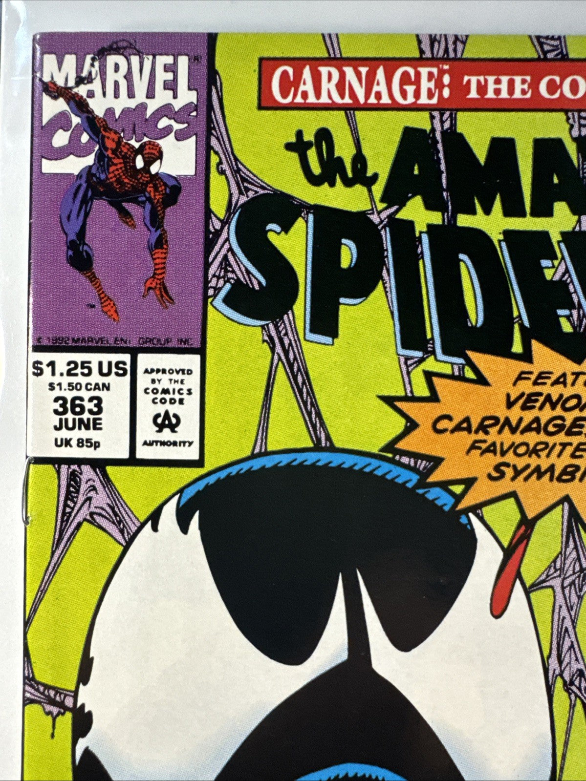 AMAZING SPIDER-MAN #363 1992 NM 3rd APPEARANCE CARNAGE! VENOM COPPER KEY