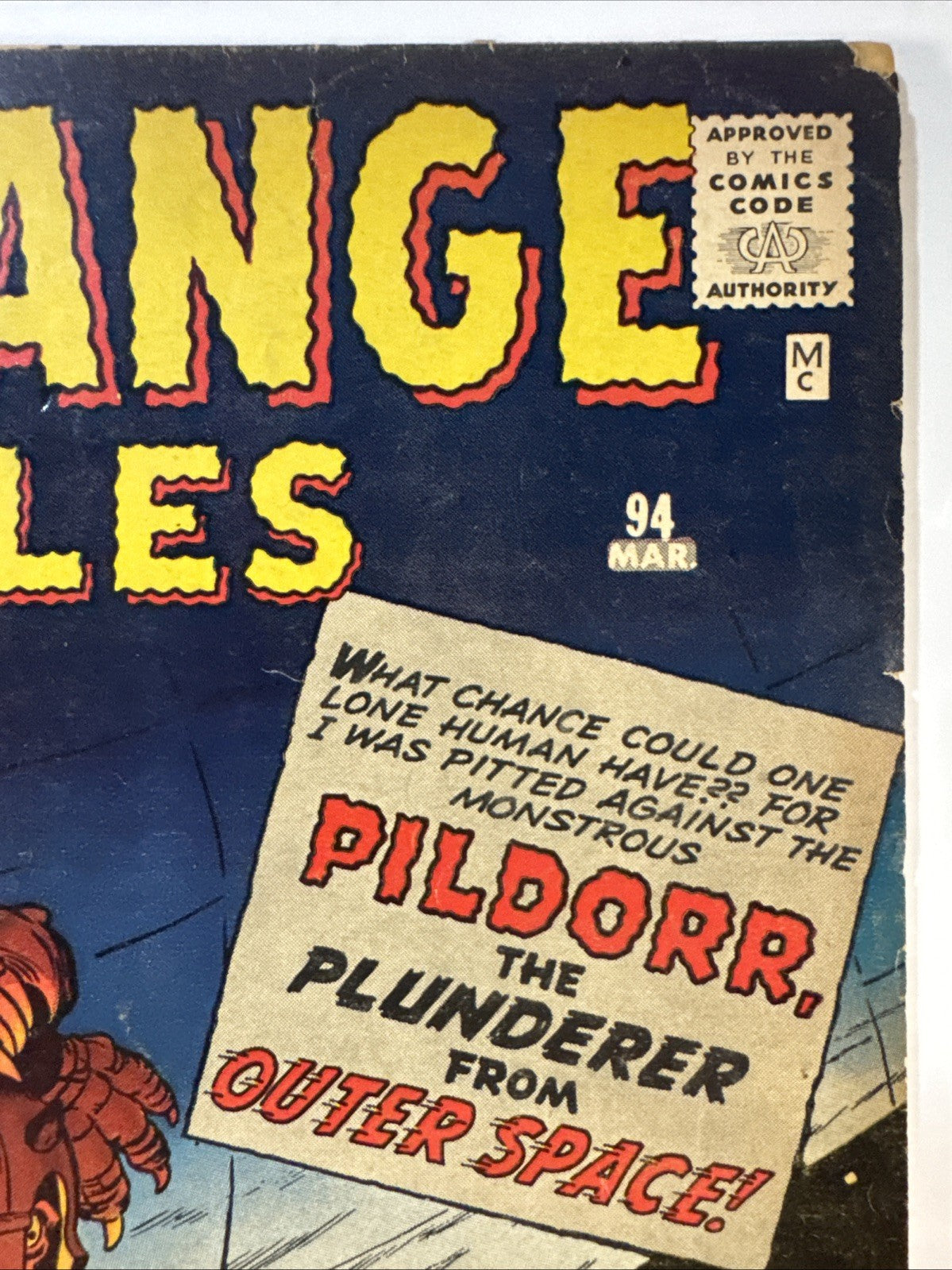 Strange Tales #94 (Marvel 1962) Low Grade Detached Cover SILVER Pre-Hero KEY
