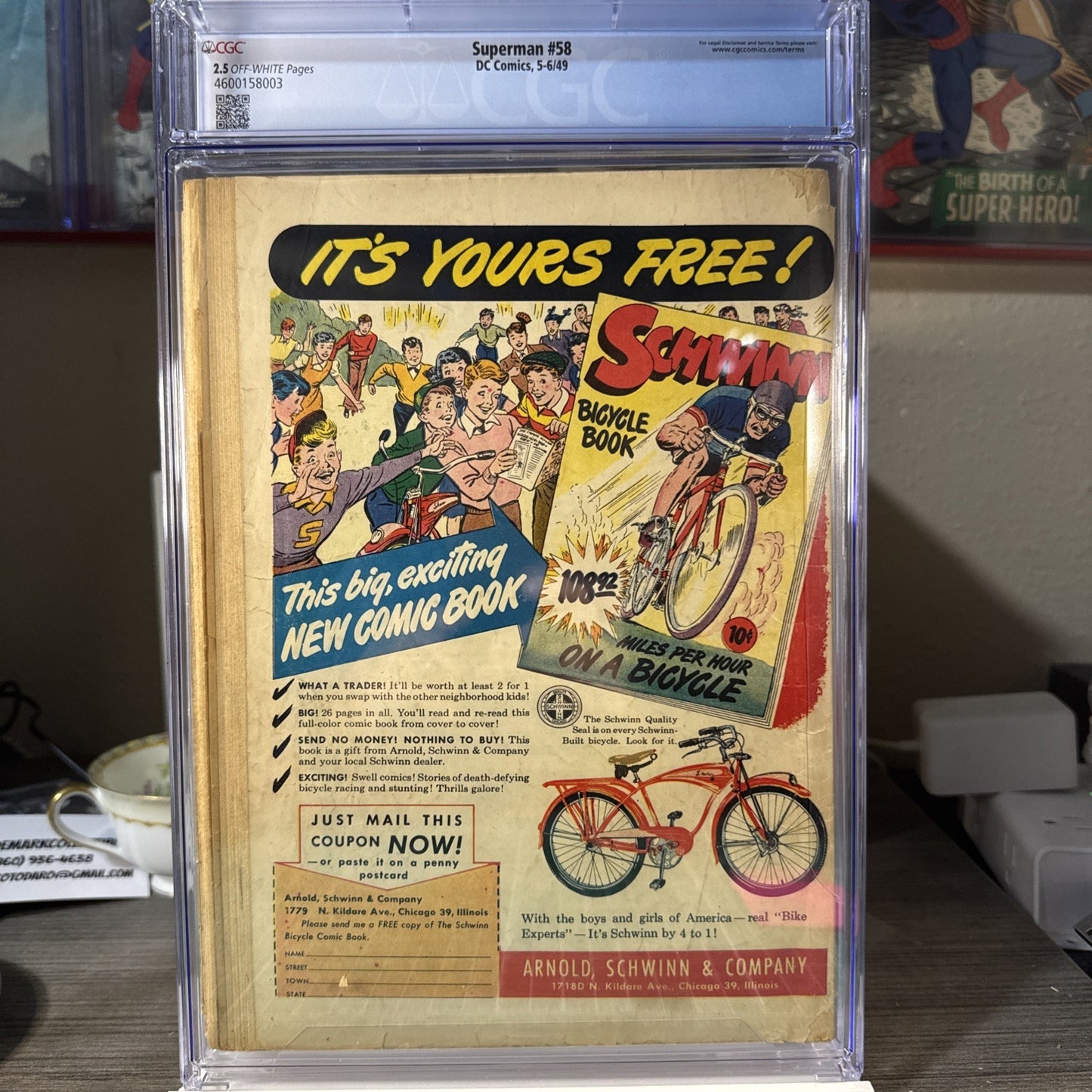 Superman #58 1949 CGC 2.5 (1st App of Tiny Trix) OW Pages Rare!