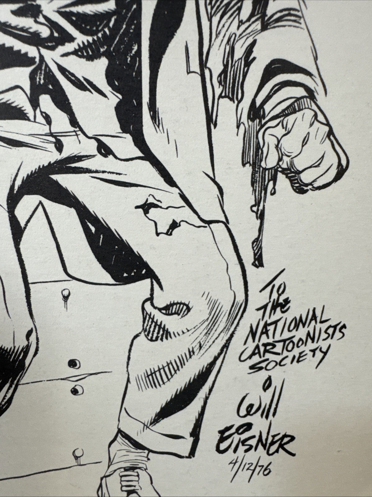 WILL EISNER ** The SPIRIT * b/w print* dated 4/12/76 National Cartoonist Society
