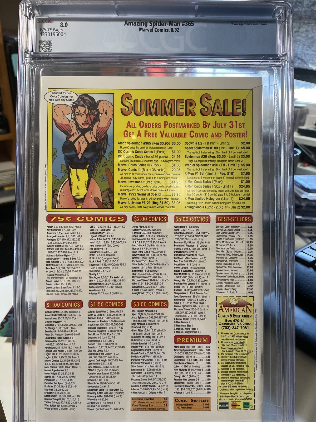 AMAZING SPIDER-MAN 365 CGC 8.0 Marvel 1992 First Appearance Spider-Man 2099 Key