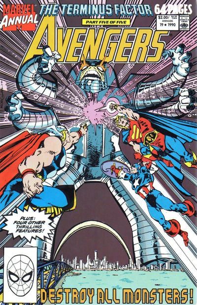 The Avengers, Vol. 1 Annual The Terminus Factor - Part 5: Beat Me in St. Louis! / Media Watch / Acts of Vengeance, Epilog / Day the Strangers Came / Clowning Around 19A