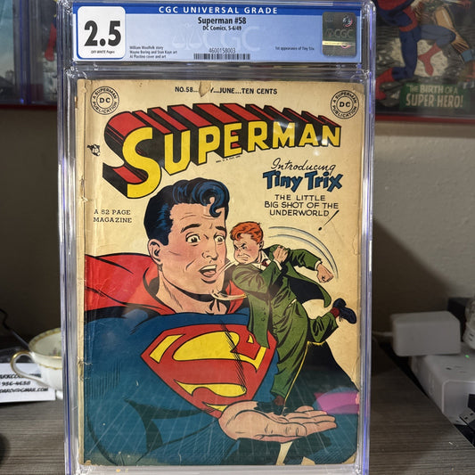 Superman #58 1949 CGC 2.5 (1st App of Tiny Trix) OW Pages Rare!