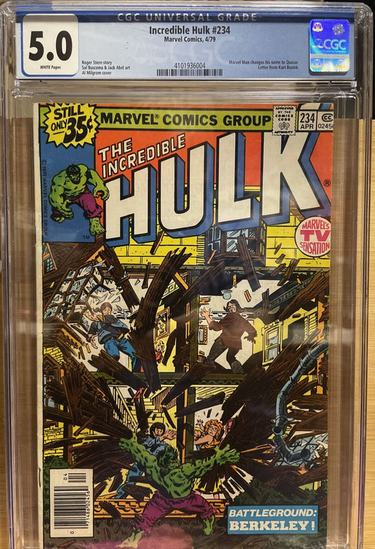 INCREDIBLE HULK #234 CGC 5.0 WP!! 1st QUASAR(MARVEL BOY) MCU 1979 NEWSSTAND