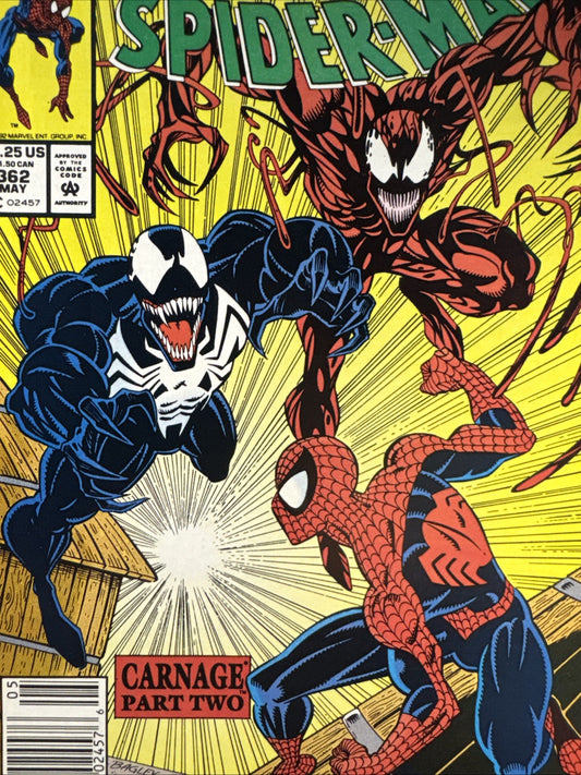 The Amazing Spider-Man #362 Newsstand Variant Marvel 1992 COPPER KEY 2nd Carnage