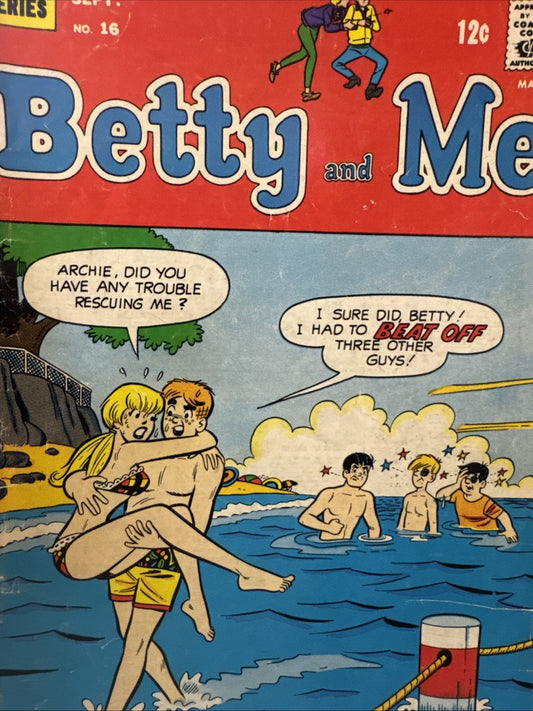 Betty and Me #16 (1968) Archie Comic Infamous “Beat Off” Cover KEY SILVER SCARCE