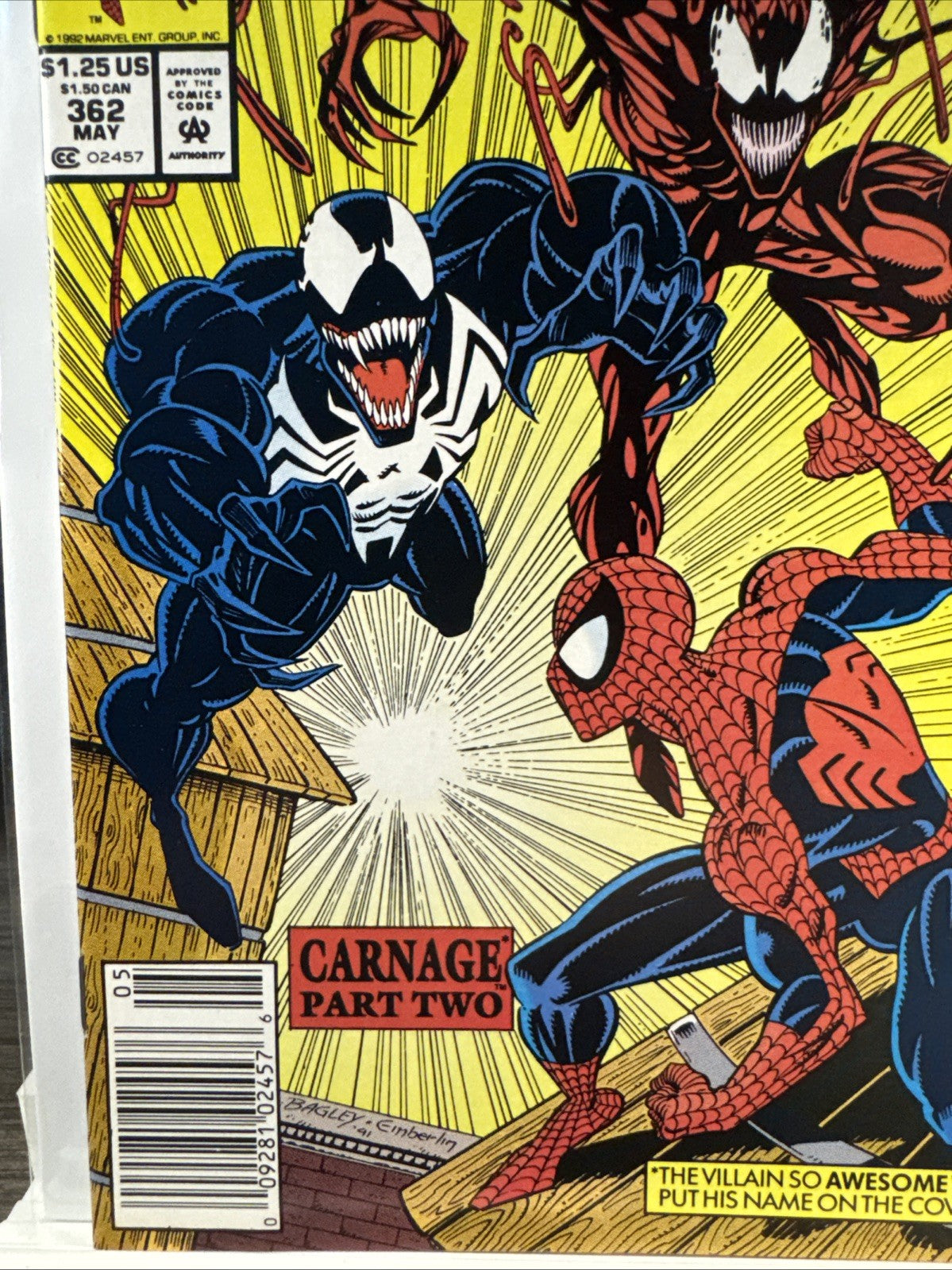 The Amazing Spider-Man #362 Newsstand Variant Marvel 1992 COPPER KEY 2nd Carnage