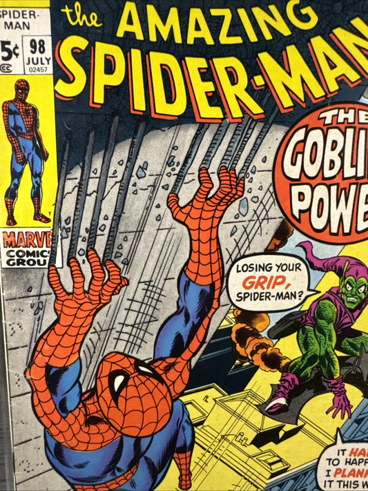 The Amazing Spider-Man #98 (Marvel Comic 1971) BRONZE F- KEY Controversial Drug
