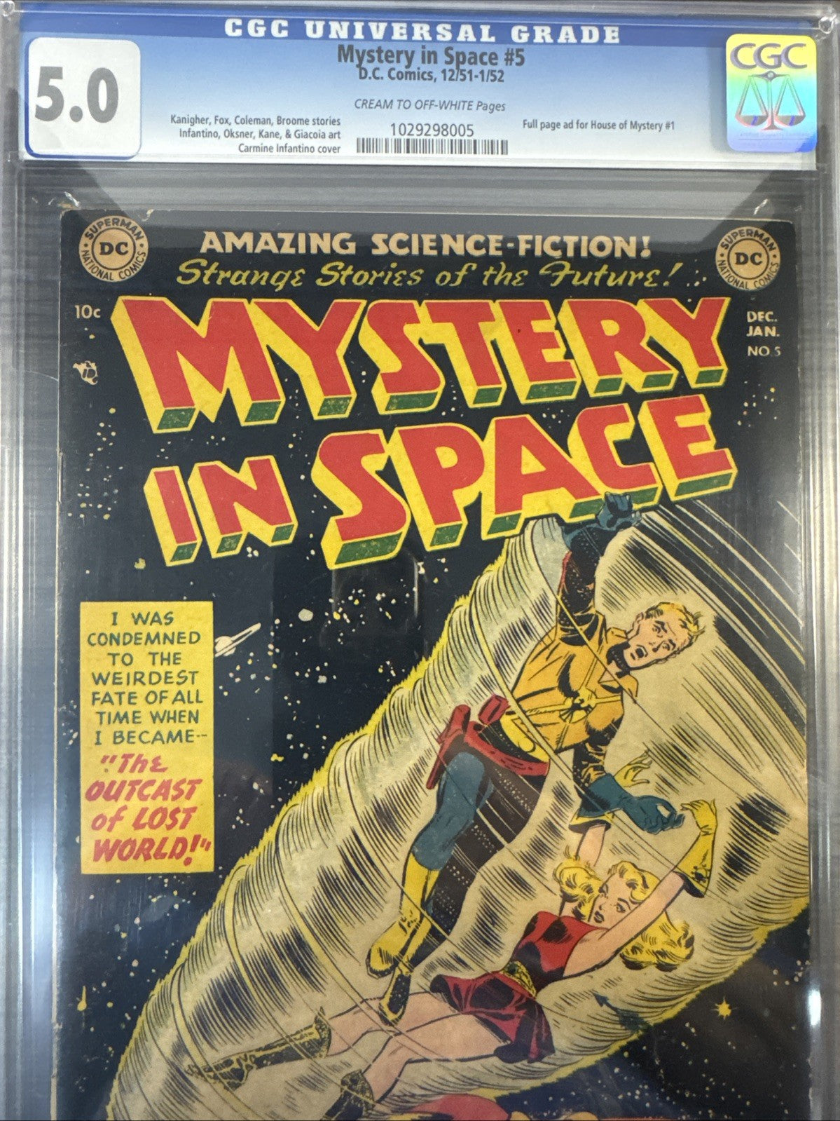 Mystery in Space #5 CGC 5.0 DC Comics December 1951-January 1952 SILVER