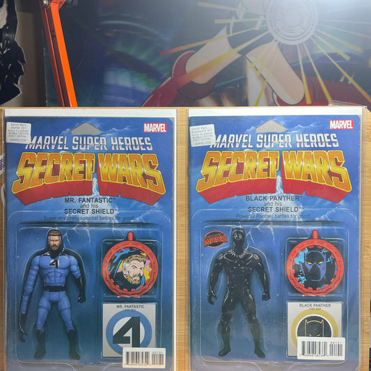 Secret Wars JTC Action Figure Variant Lot Mr. Fantastic & Black Panther NM