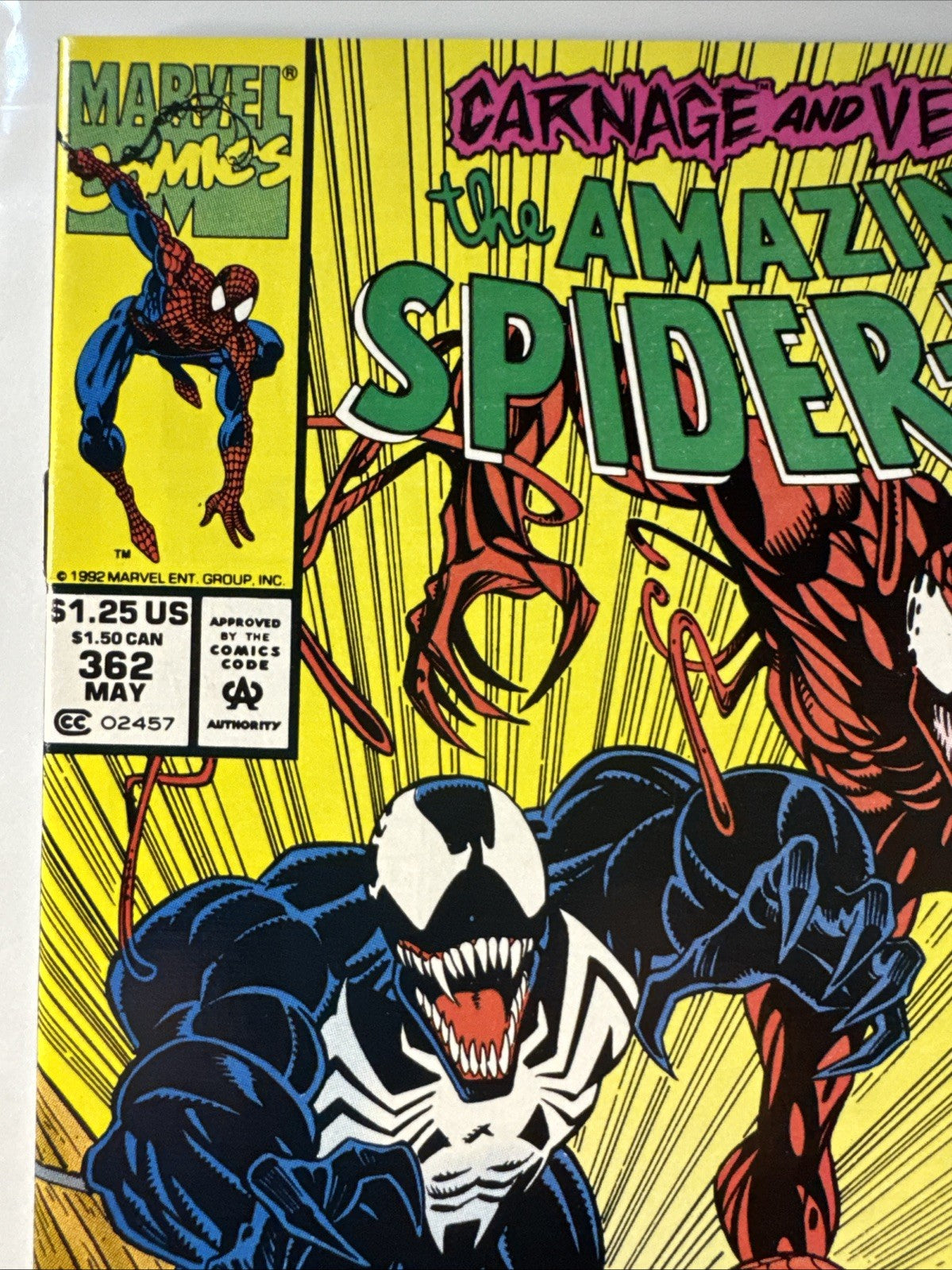 The Amazing Spider-Man #362 Newsstand Variant Marvel 1992 COPPER KEY 2nd Carnage