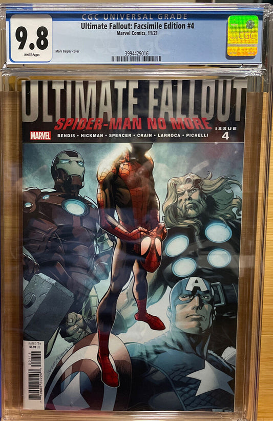 Ultimate Fallout #4 Facsimile Reprints 1st Appearance of Miles Morales CGC 9.8