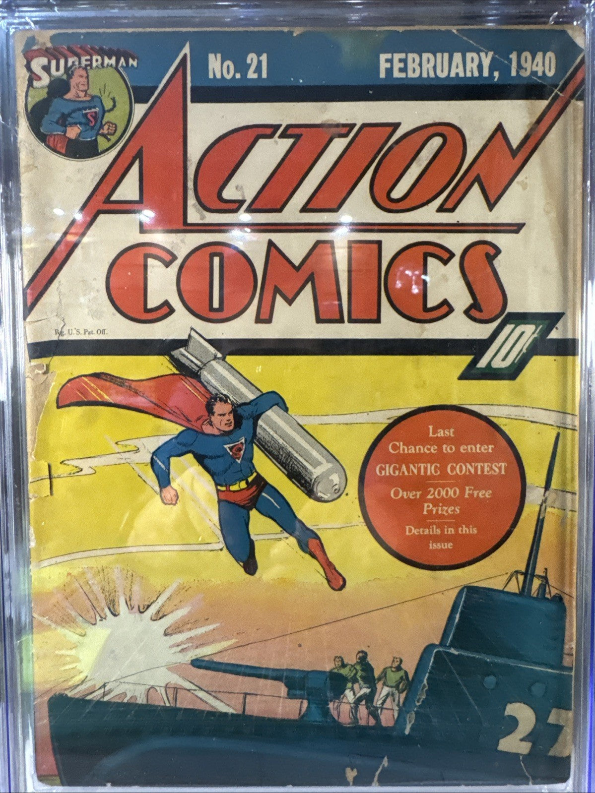 Scarce! Action Comics #21 D.C. Comics 2/40 - CGC Universal Grade 1.0 Golden Age