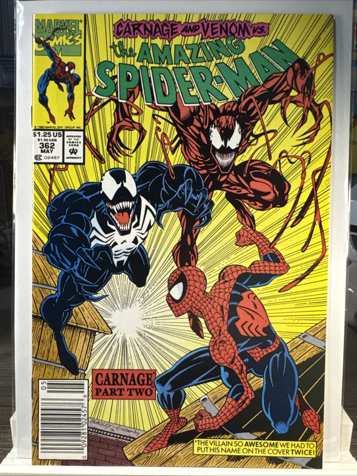 The Amazing Spider-Man #362 Newsstand Variant Marvel 1992 COPPER KEY 2nd Carnage