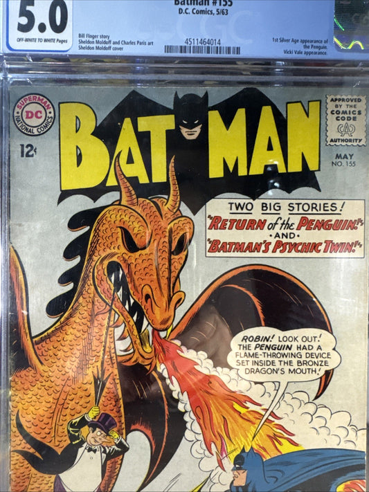 Batman #155 CGC VG/FN 5.0 Off White 1st Silver Age Penguin! DC Comics 1963