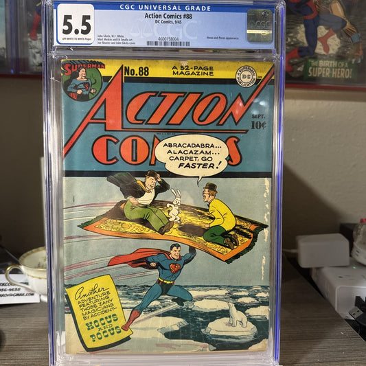 Super Rare🔥 Action Comics #88 CGC 5.5 2nd Appearance Hocus & Pocus Joe Shuster